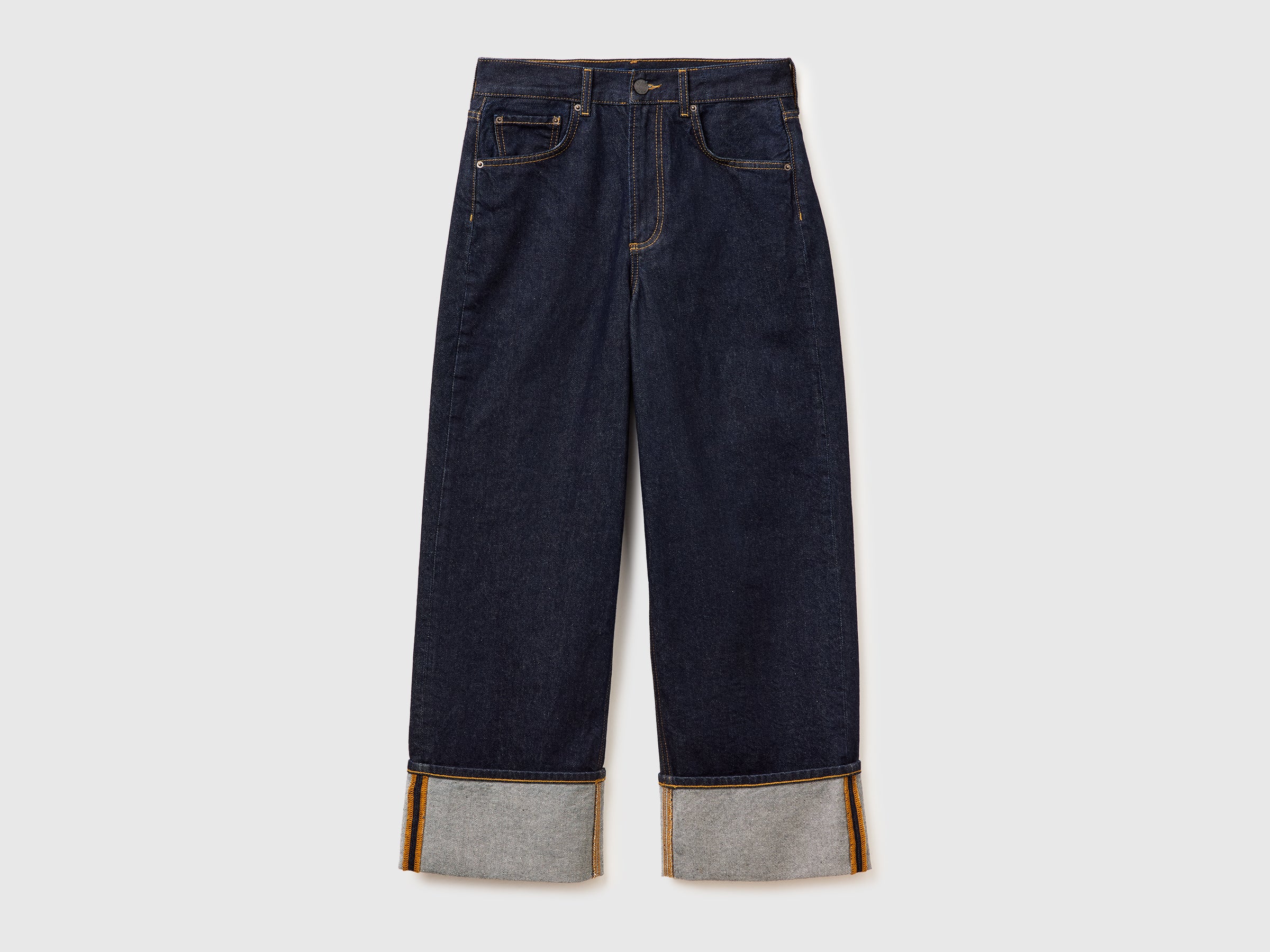 Jeans cropped com dobra lavagem rinse - ucb_image_FS