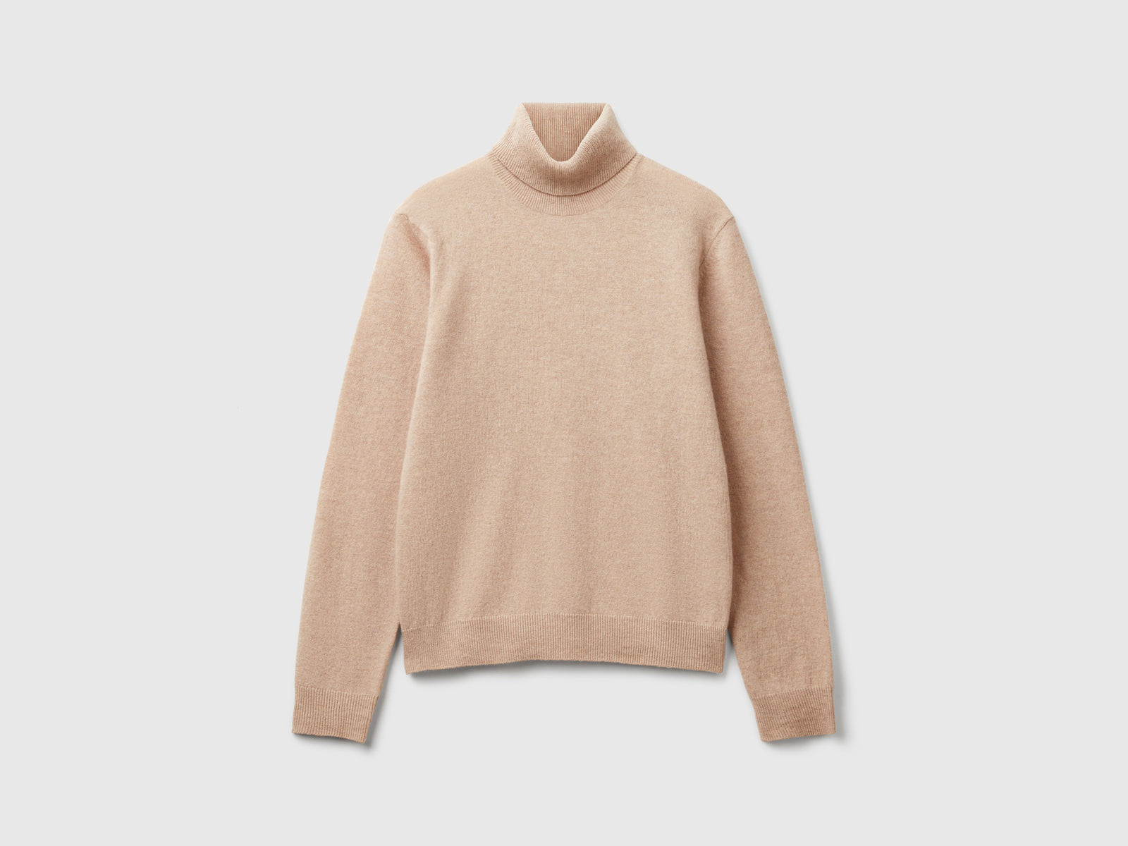 Camisola de gola alta bege em pura lã Merino - ucb_image_FS