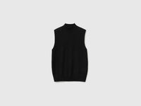 Camisola de gola alta sem mangas em mistura de lã ultraligeira - ucb_image_FS