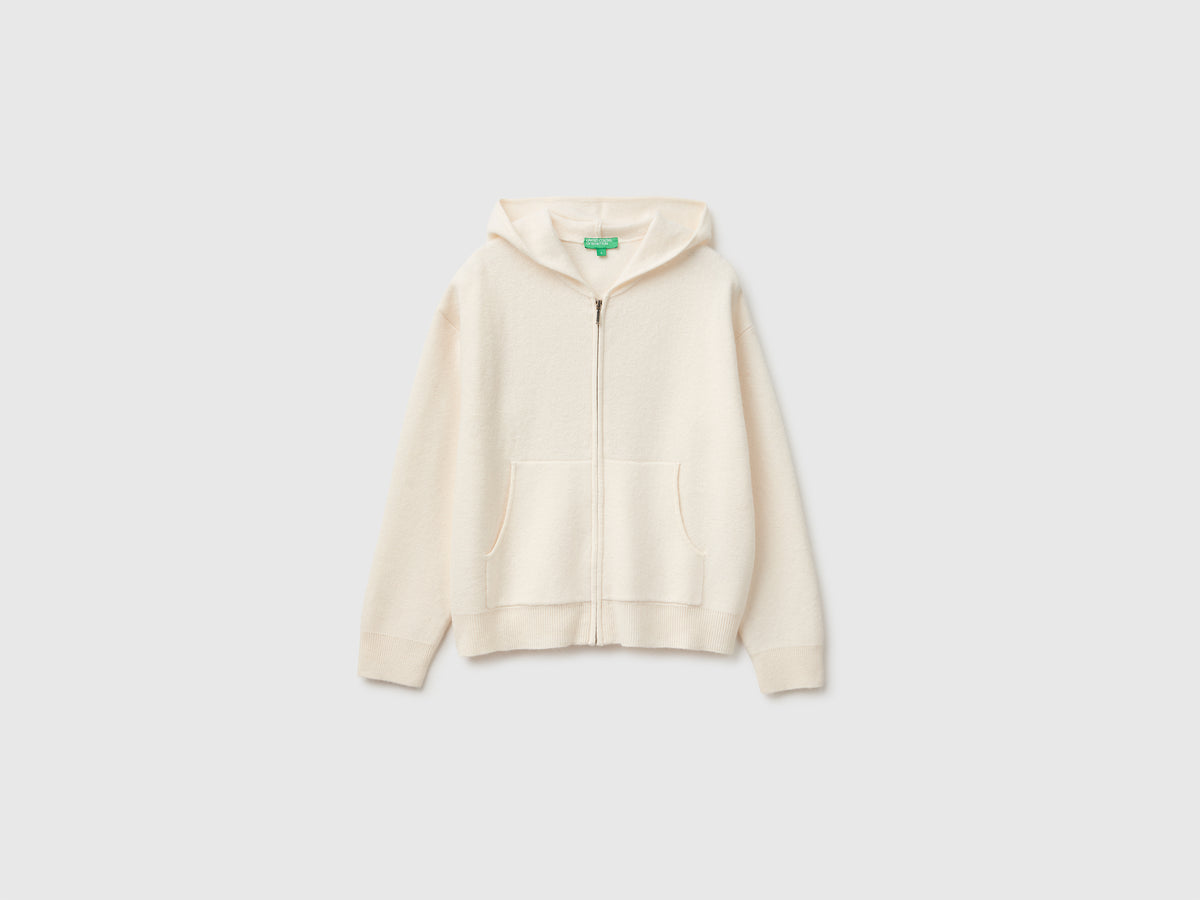 Camisola com fecho de correr e capuz em mistura de lã e caxemira - ucb_image_FS