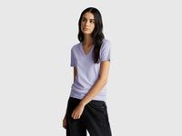 T-shirt em algodão puro com decote em V - ucb_image_F