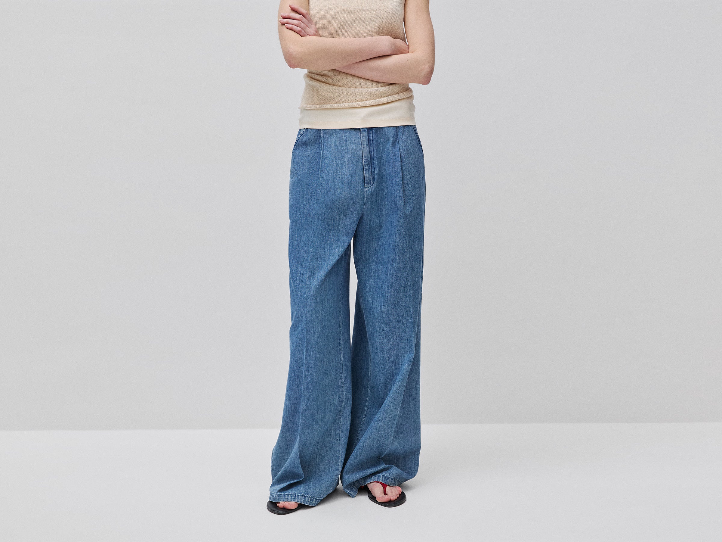 Calças wide fit em denim - ucb_image_F