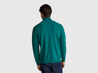 Camisola de gola alta verde floresta em pura lã Merino - ucb_image_B