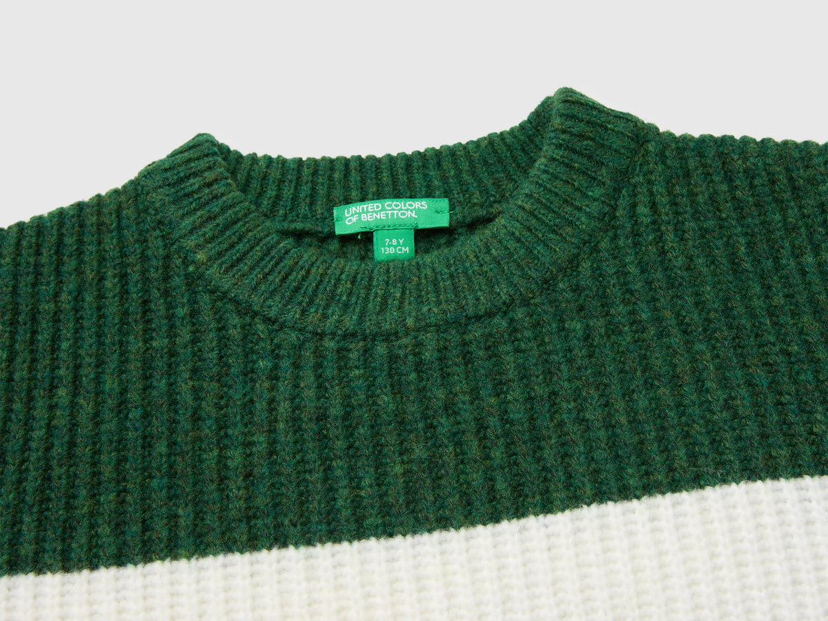 Camisola de gola redonda às riscas em mistura de lã - ucb_image_DS1
