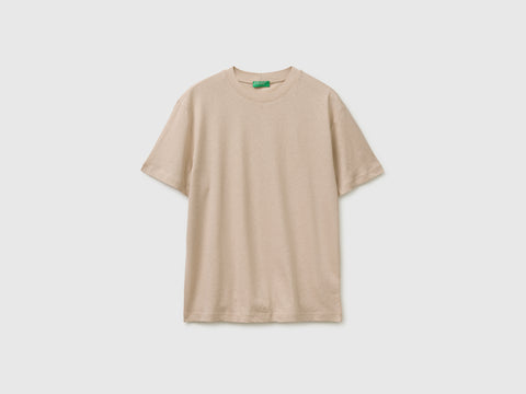 T-shirt de gola redonda em mistura de linho - ucb_image_FS