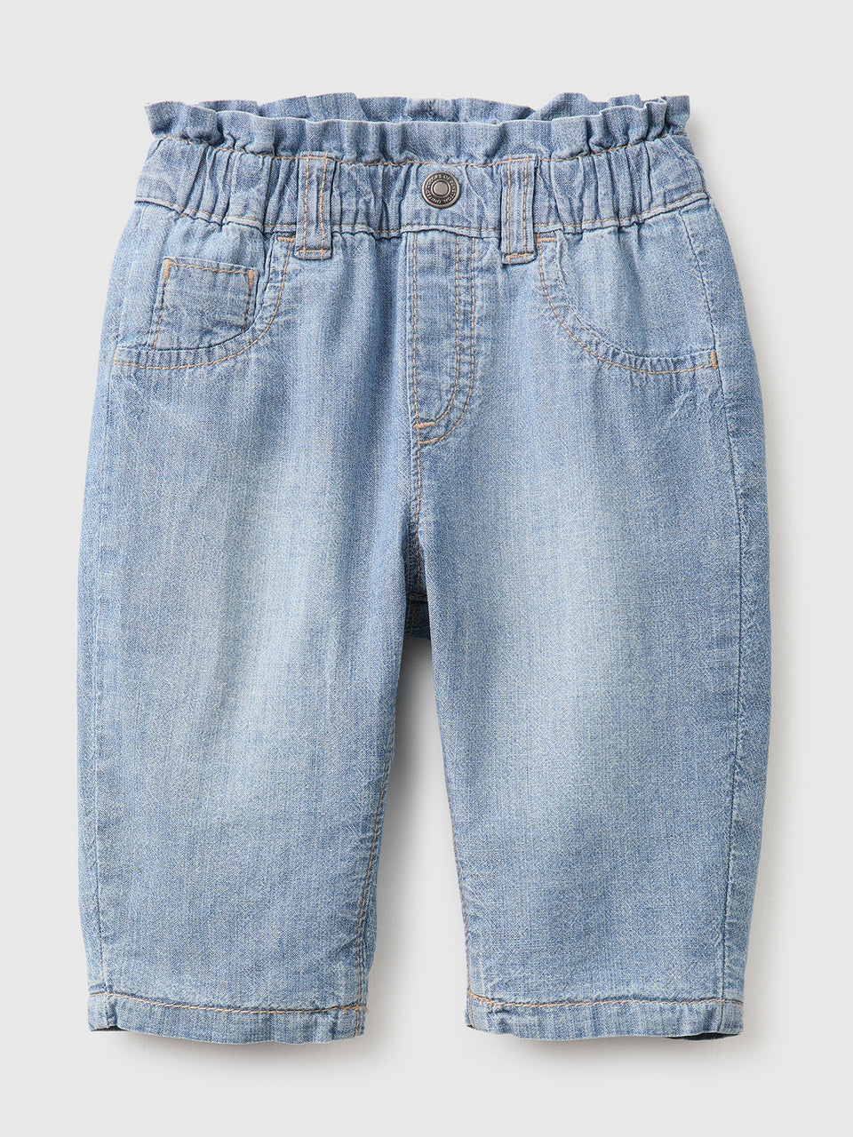 Calças em chambray com cintura subida franzida - ucb_image_FS