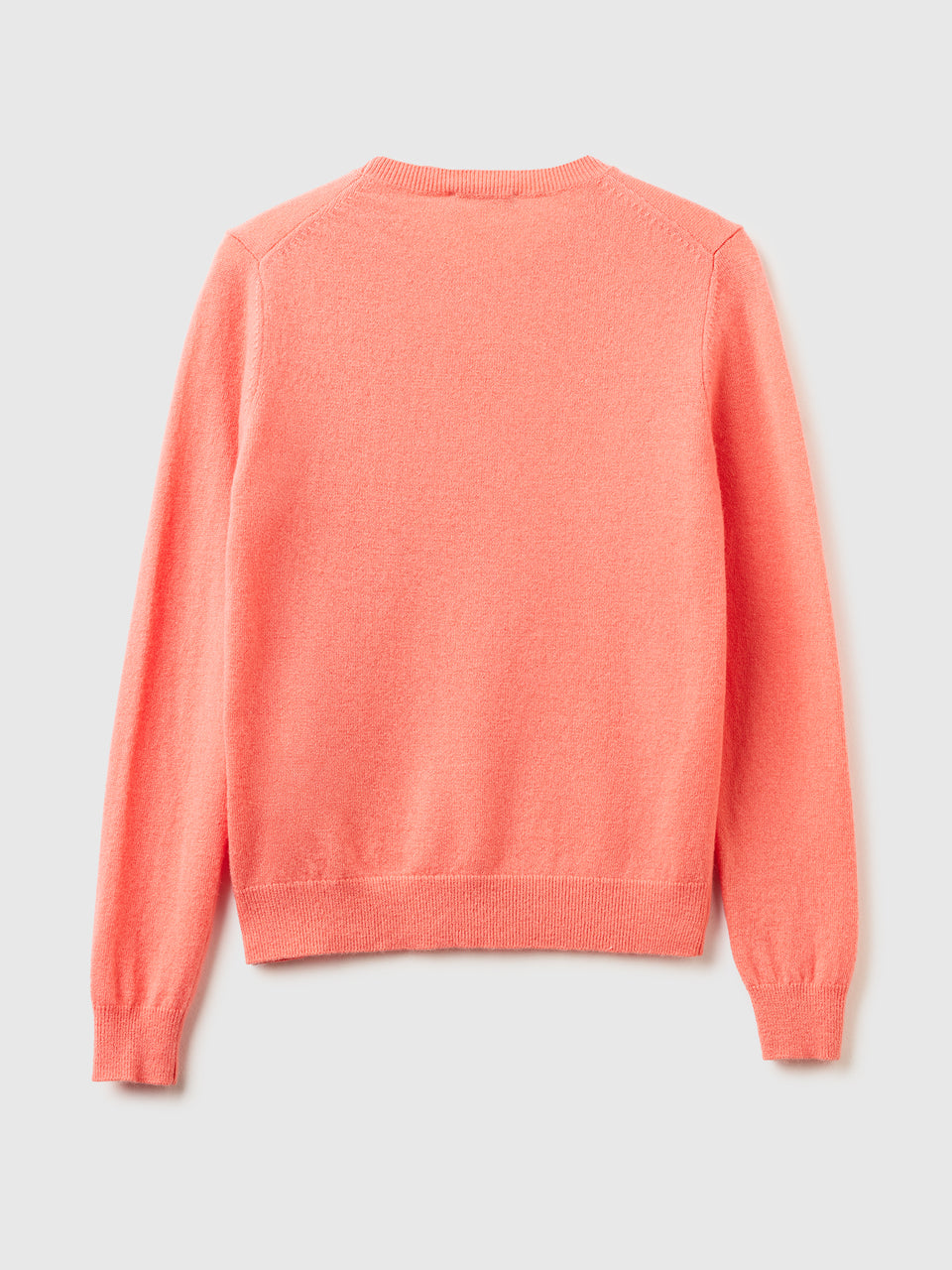Camisola de gola redonda cor pêssego em pura lã Merino - ucb_image_BS
