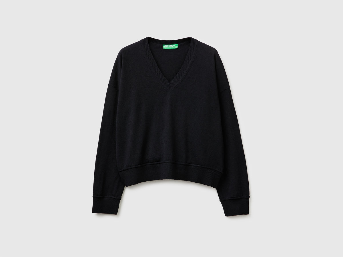 Camisola decote em V em algodão e lã - ucb_image_FS