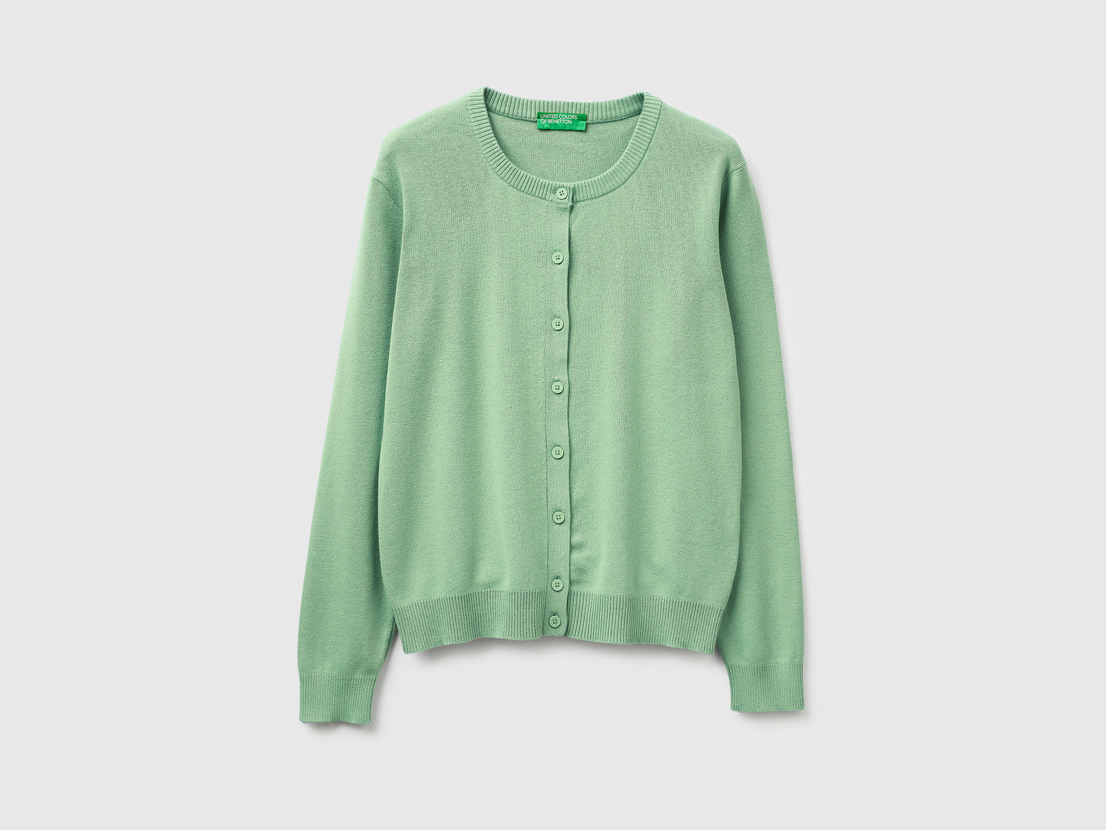 Sage green cardigan in cotton tricot - ucb_image_FS
