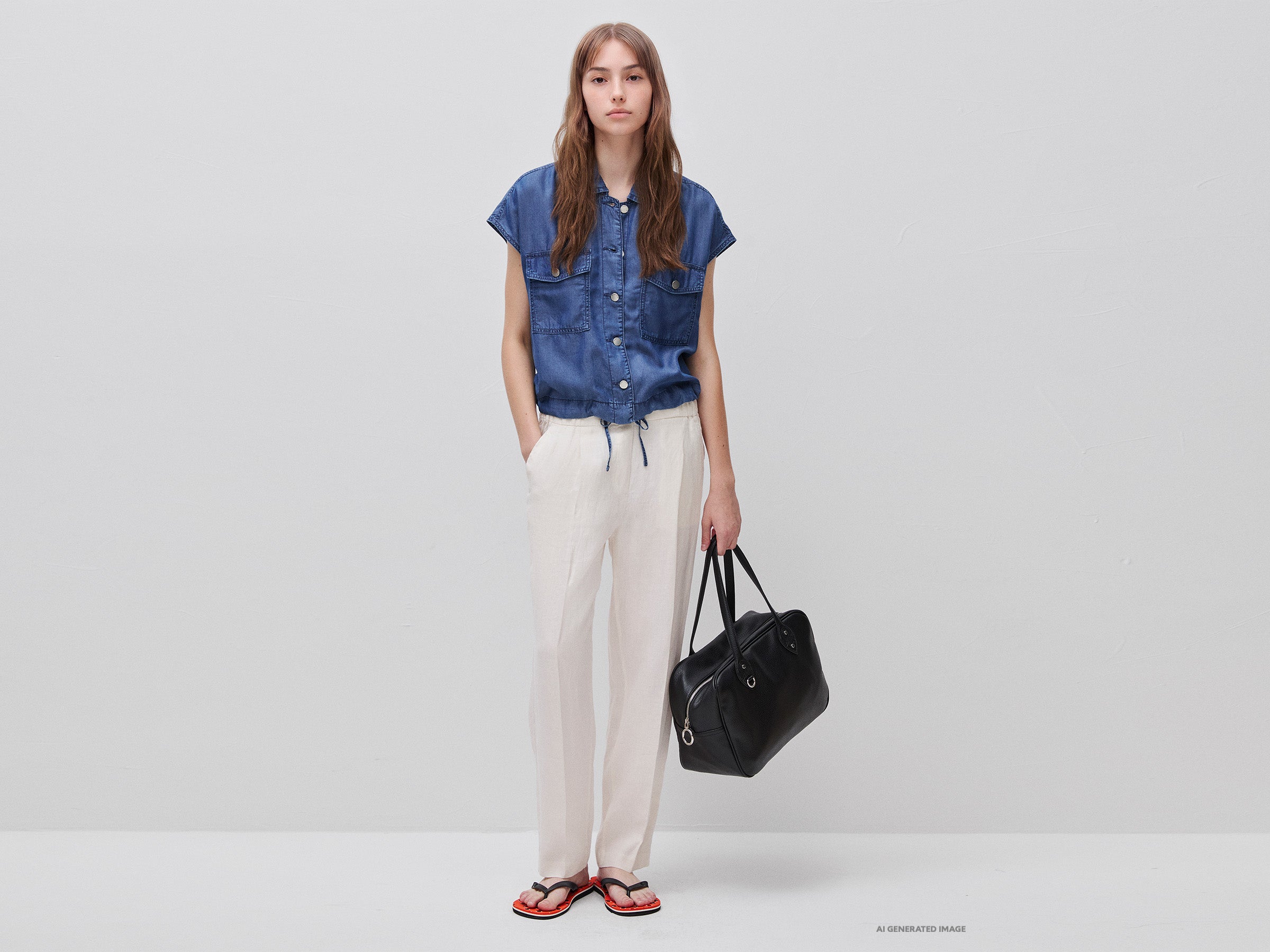 Casaco sem mangas em chambray - ucb_image_FY