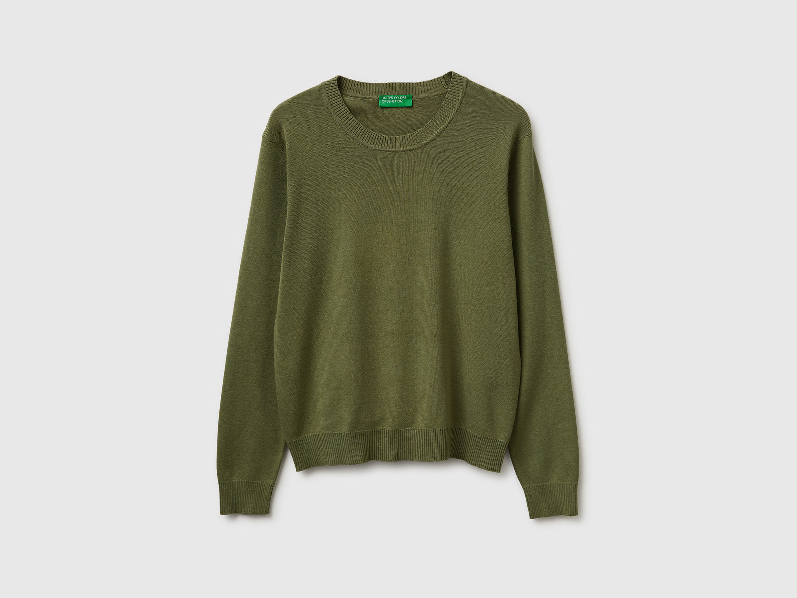 Olive green sweater in tricot cotton - ucb_image_FS