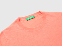 Camisola de gola redonda cor pêssego em pura lã Merino - ucb_image_DS1