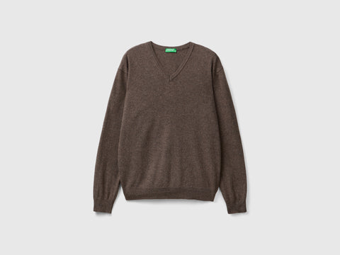 Camisola decote em V cinzento em pura lã Merino - ucb_image_FS