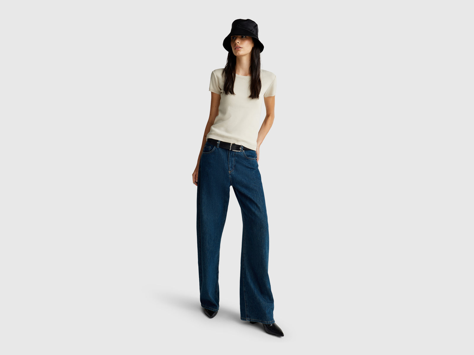 Short sleeve sweater in pure cotton