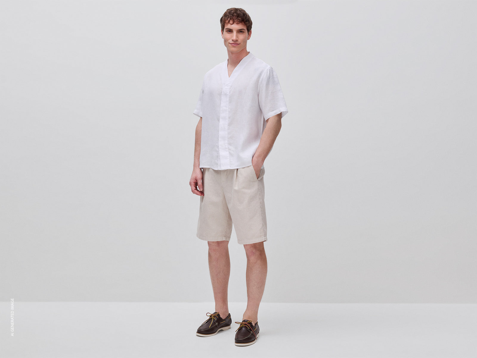 Regular fit Bermuda shorts in linen blend