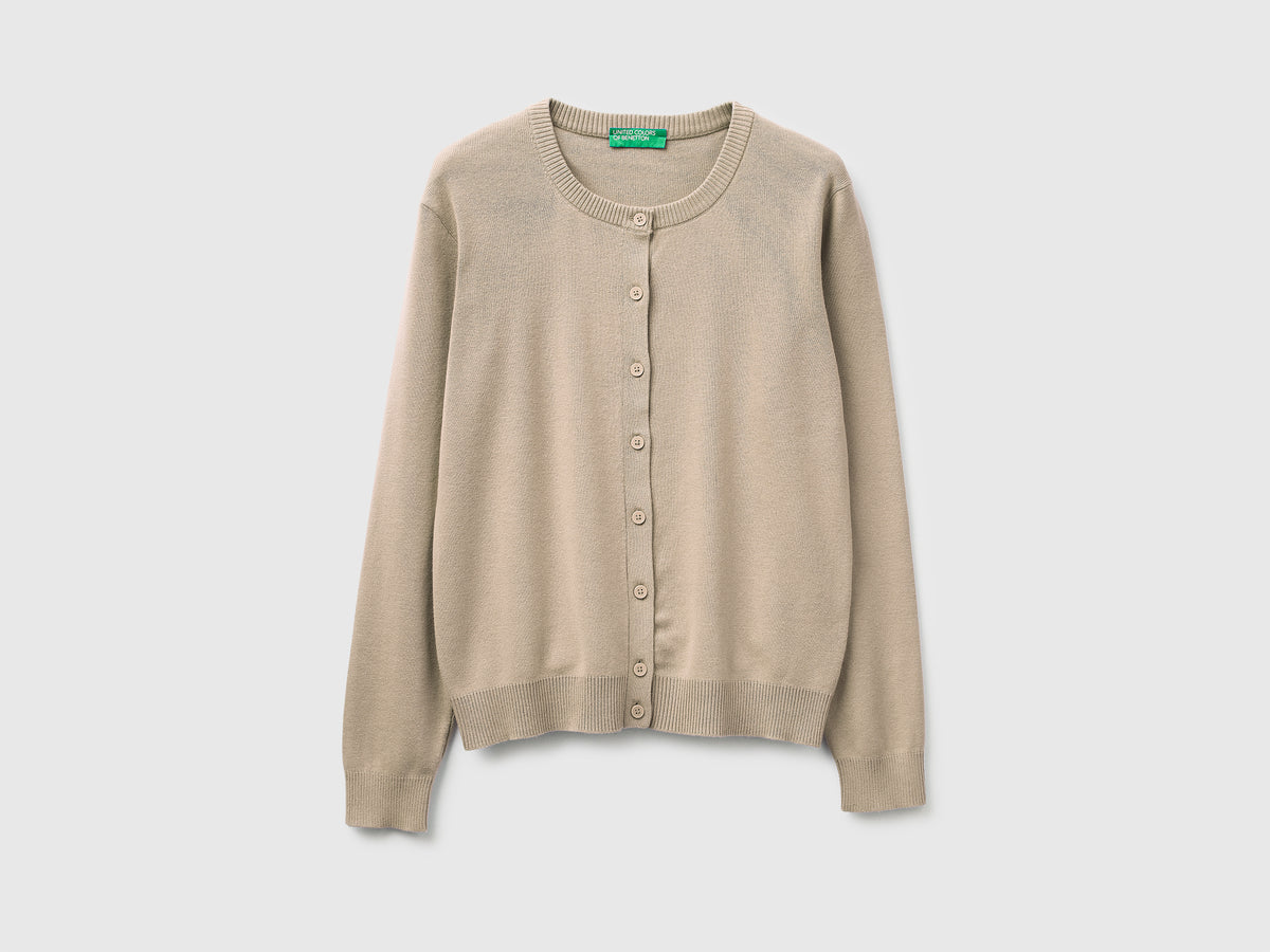 Beige cardigan in tricot cotton - ucb_image_FS