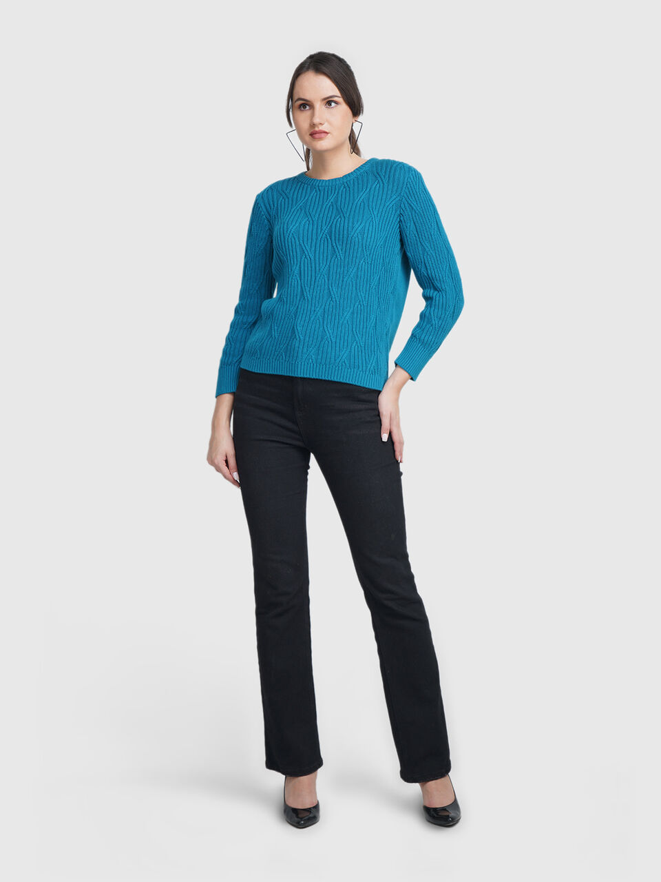 Full Sleeve Geometric Cable Structure Tricot image number null