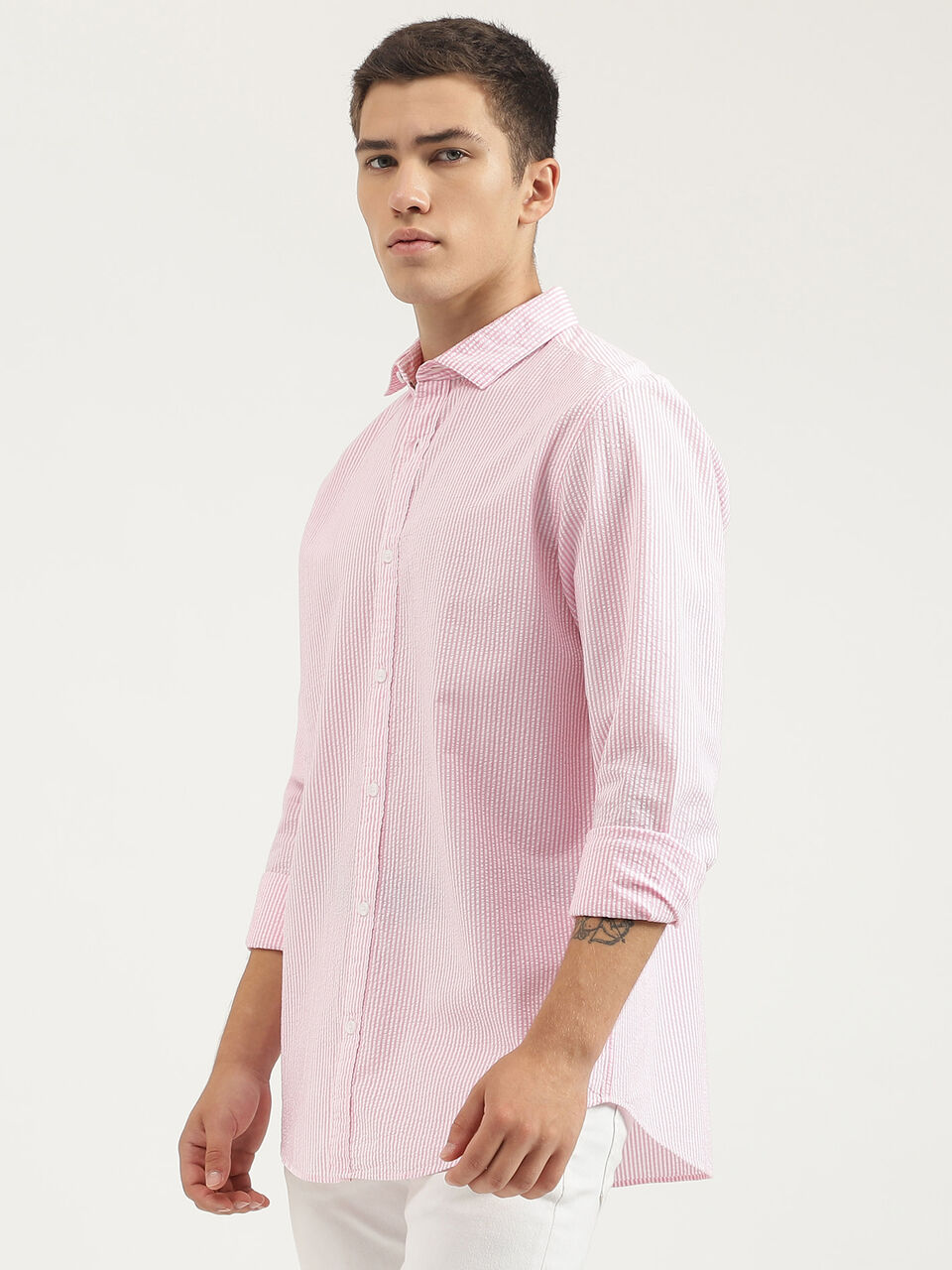 F/S SEER SUCKER STRIPE SHIRT image number null