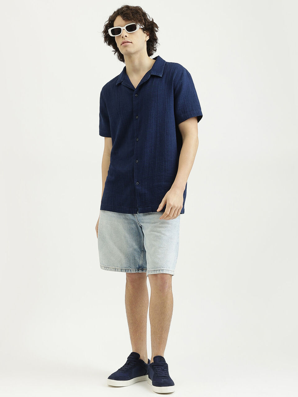 H/S INDIGO CRINKLE RESORT SHIRT image number null