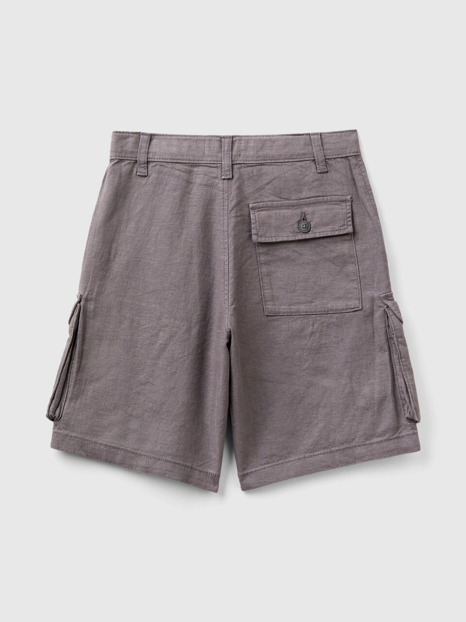 Cargo bermuda shorts in linen blend - Dark Gray | Benetton