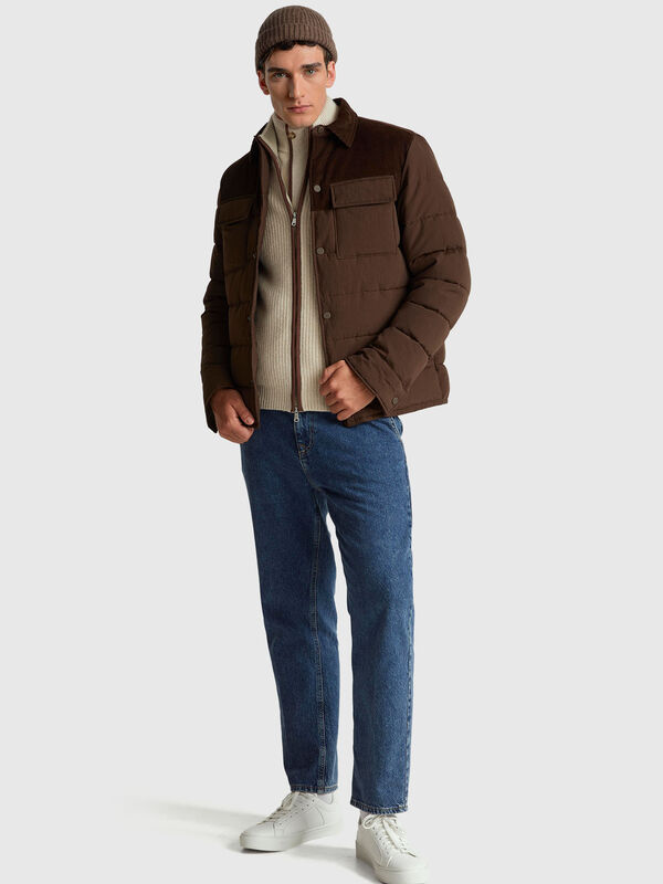 Corduroy and nylon jacket Men