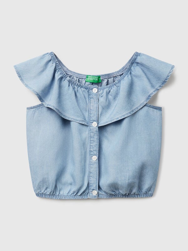 Chambray top with trim Junior Girl