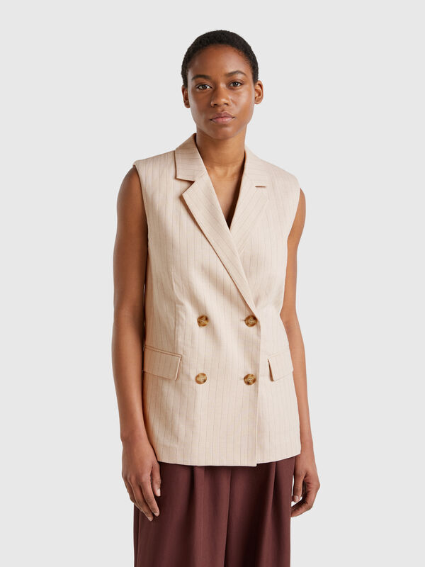 Long pinstriped vest Women
