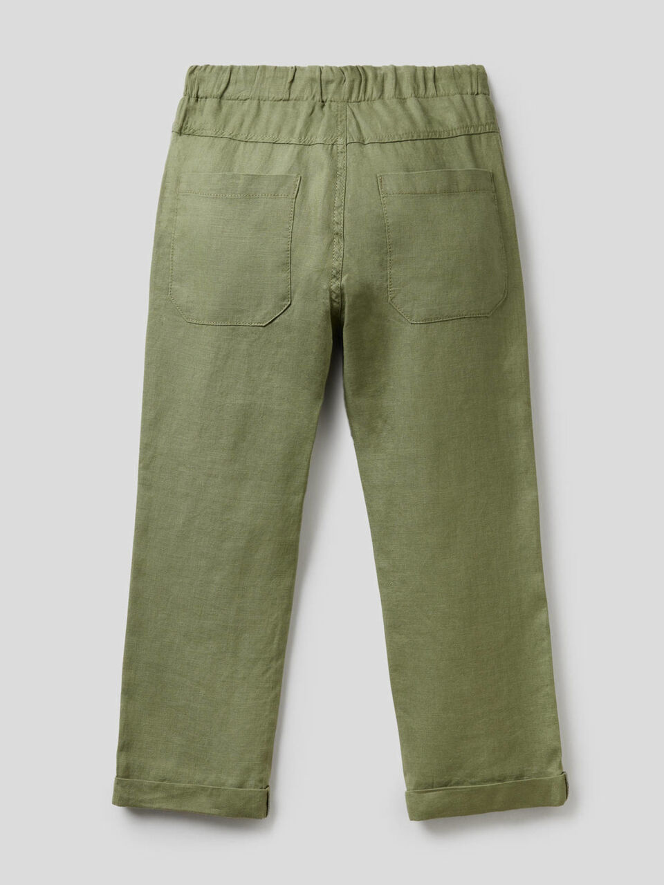 100% linen trousers with drawstring image number 2