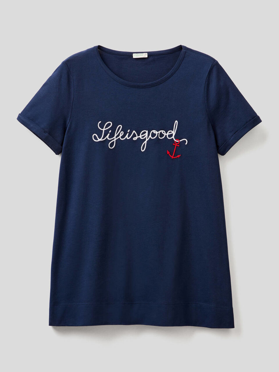Embroidered t-shirt in pure cotton image number null