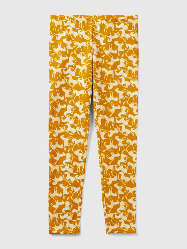 Mustard leggings with horse print Junior Girl