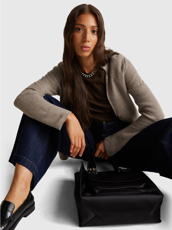 Knit jacket in wool and cashmere blend Women