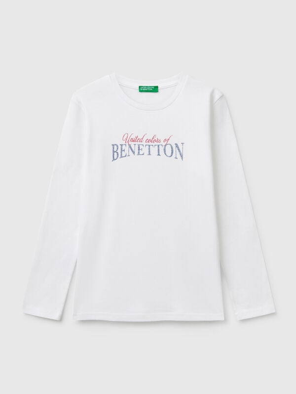 Long sleeve t-shirt with glittery print Junior Girl