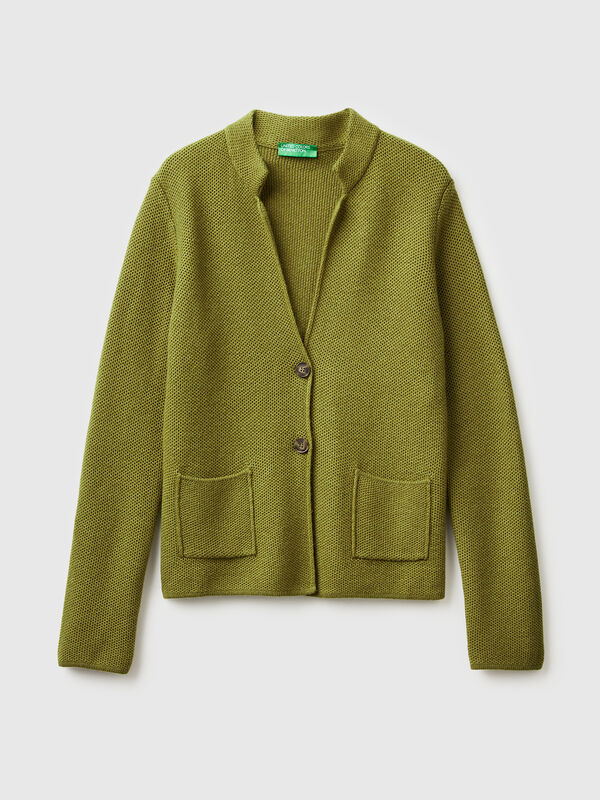 Knit jacket in wool and cashmere blend Women