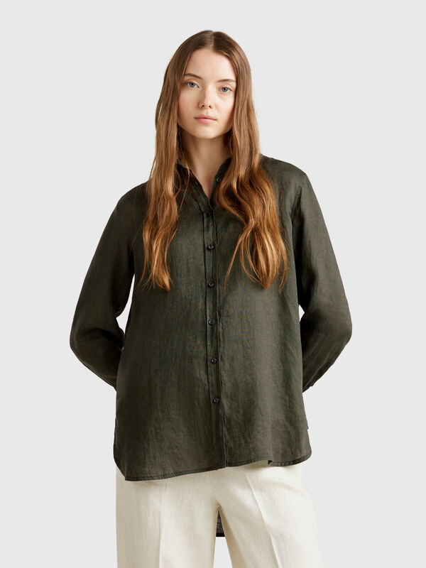 Long shirt in pure linen Women