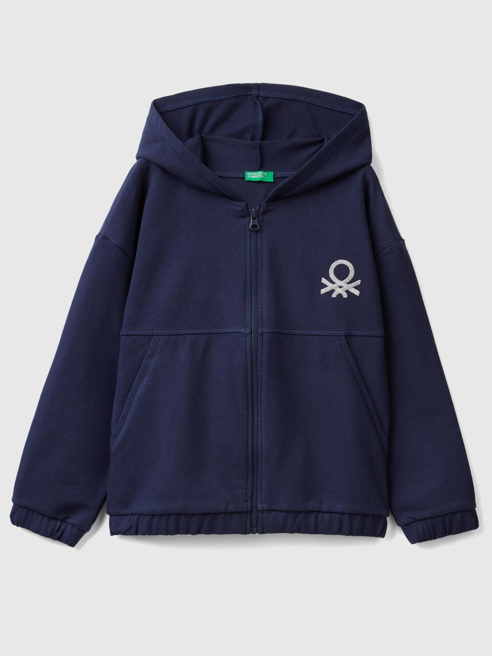 Hoodie with zip and embroidered logo