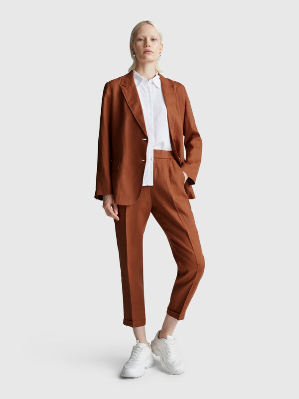 Regular fit pure linen trousers Regular fit pure linen trousers Women