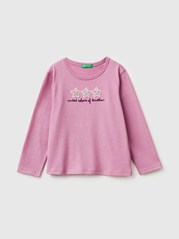 T-shirt with print and sequins Junior Girl