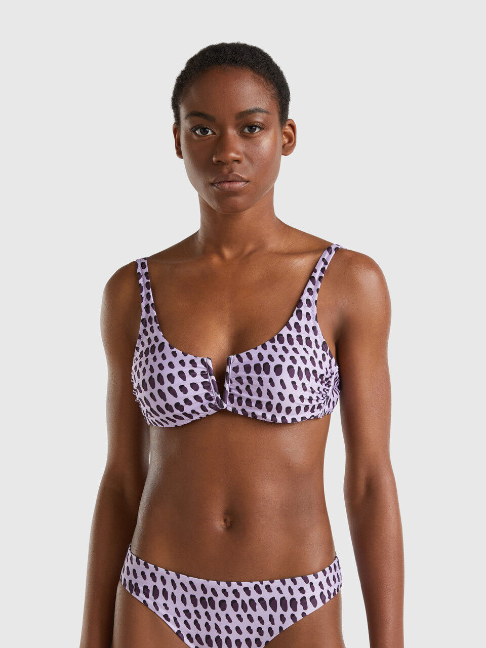 Brassiere swimsuit with spotted print
