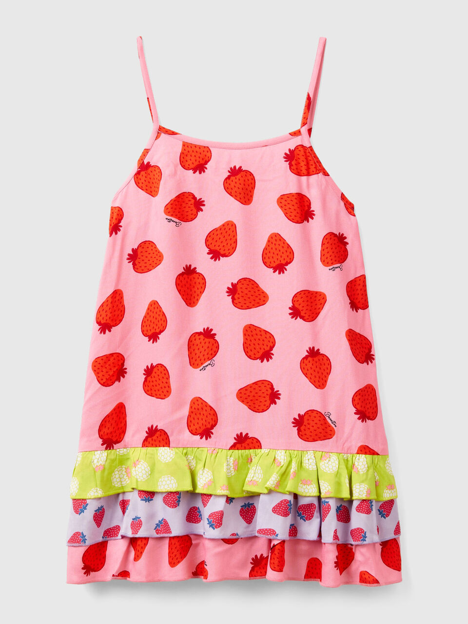 Dress with fruit pattern - Pink | Benetton