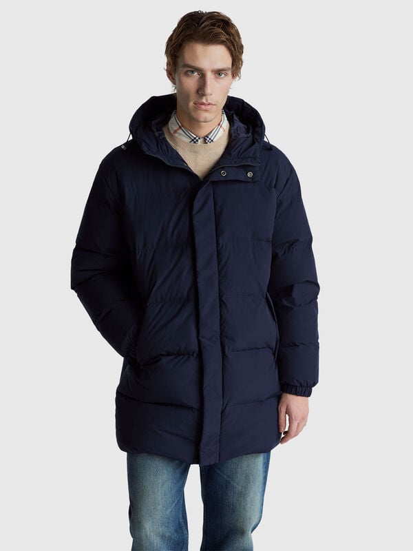 Long puffer jacket with recycled down Men