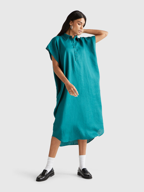 Midi dress in pure linen Women