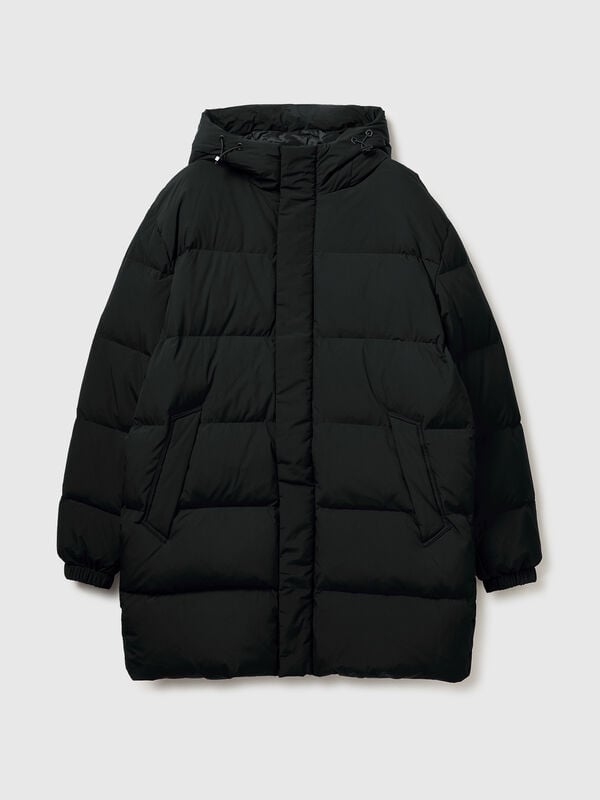 Long puffer jacket with recycled down Men