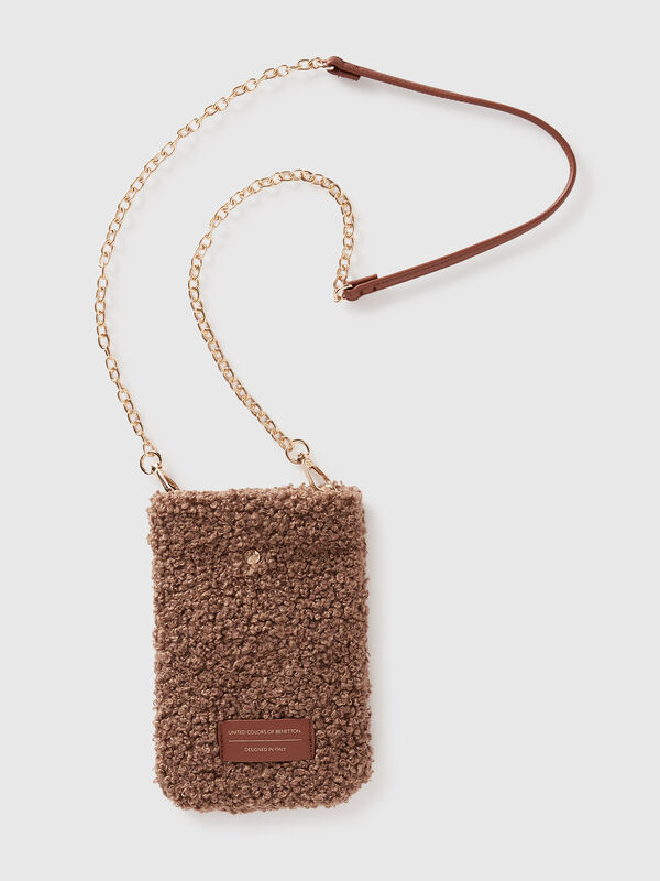 Faux fur cell phone holder Women