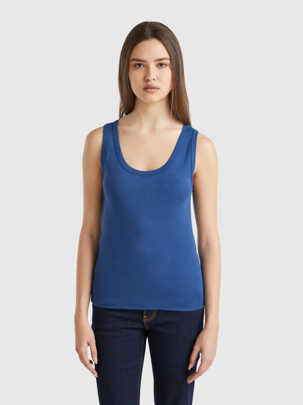 Air Force blue tank top in pure cotton  Women