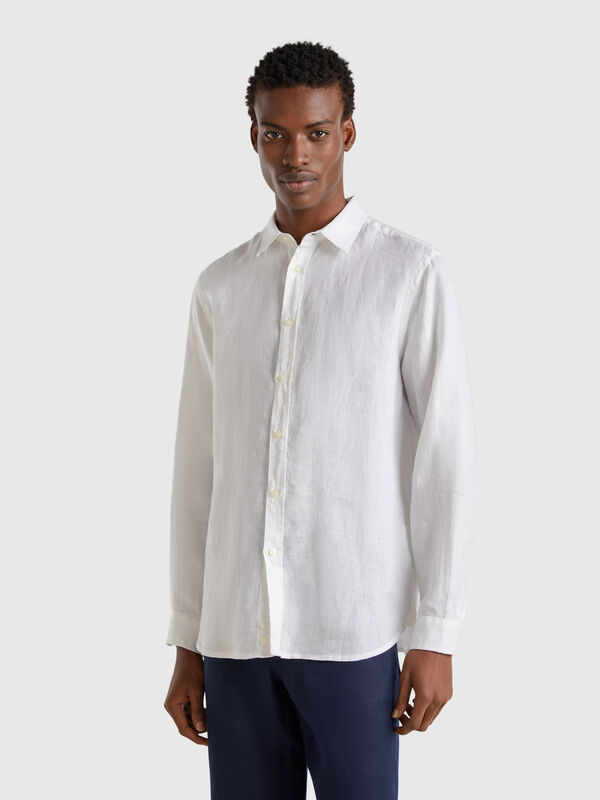 White shirt in pure linen Men
