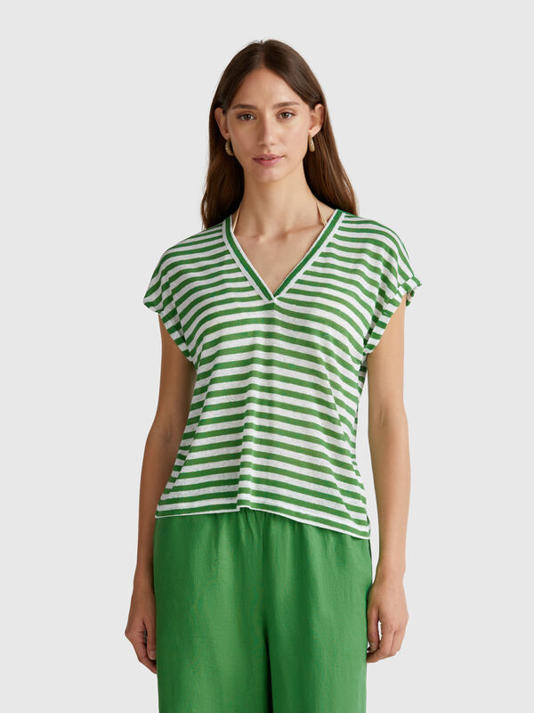 Striped t-shirt in linen blend Women