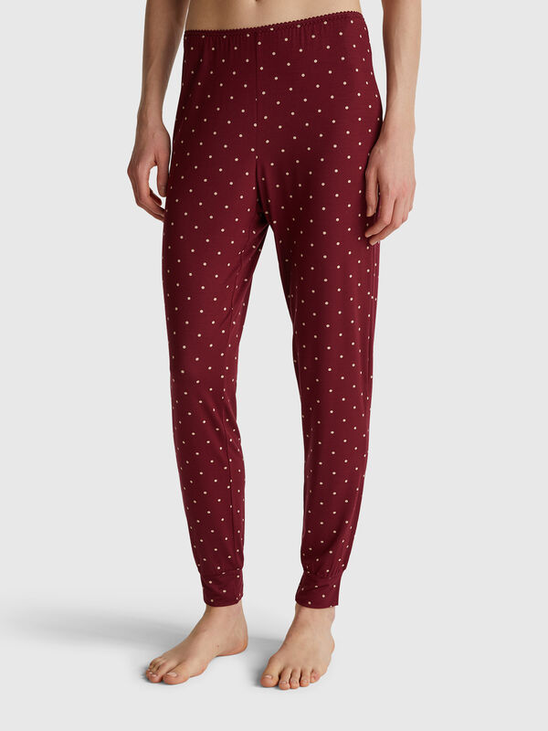 Red trousers with polka dot print Women