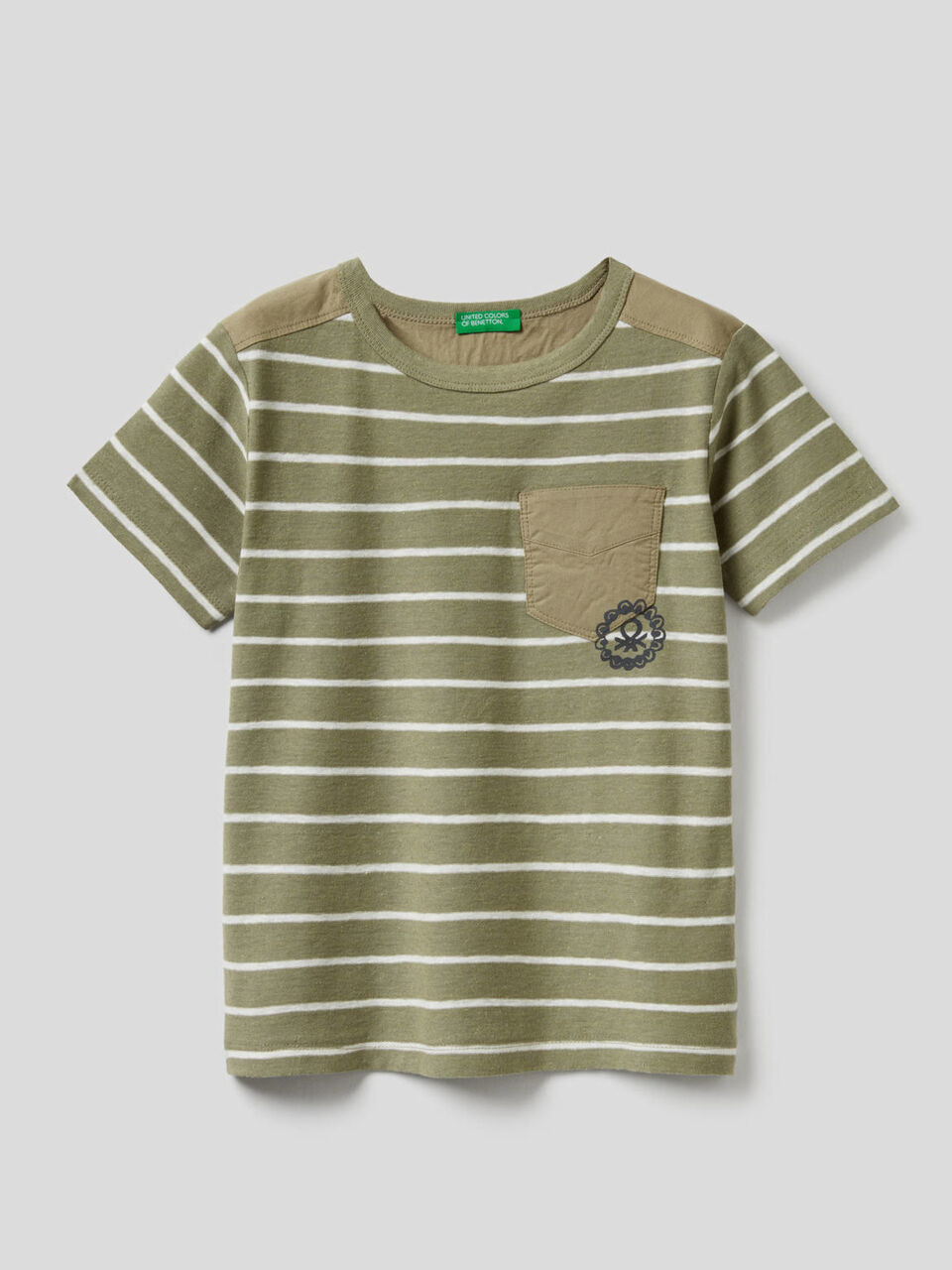 Striped t-shirt in linen blend cotton image number 1