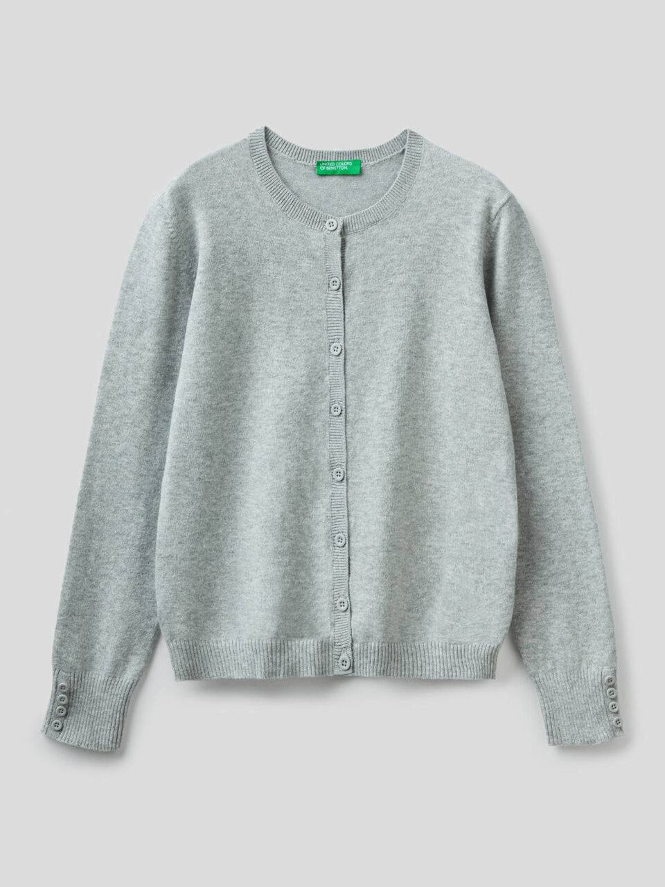 Cotton blend crew neck cardigan image number null