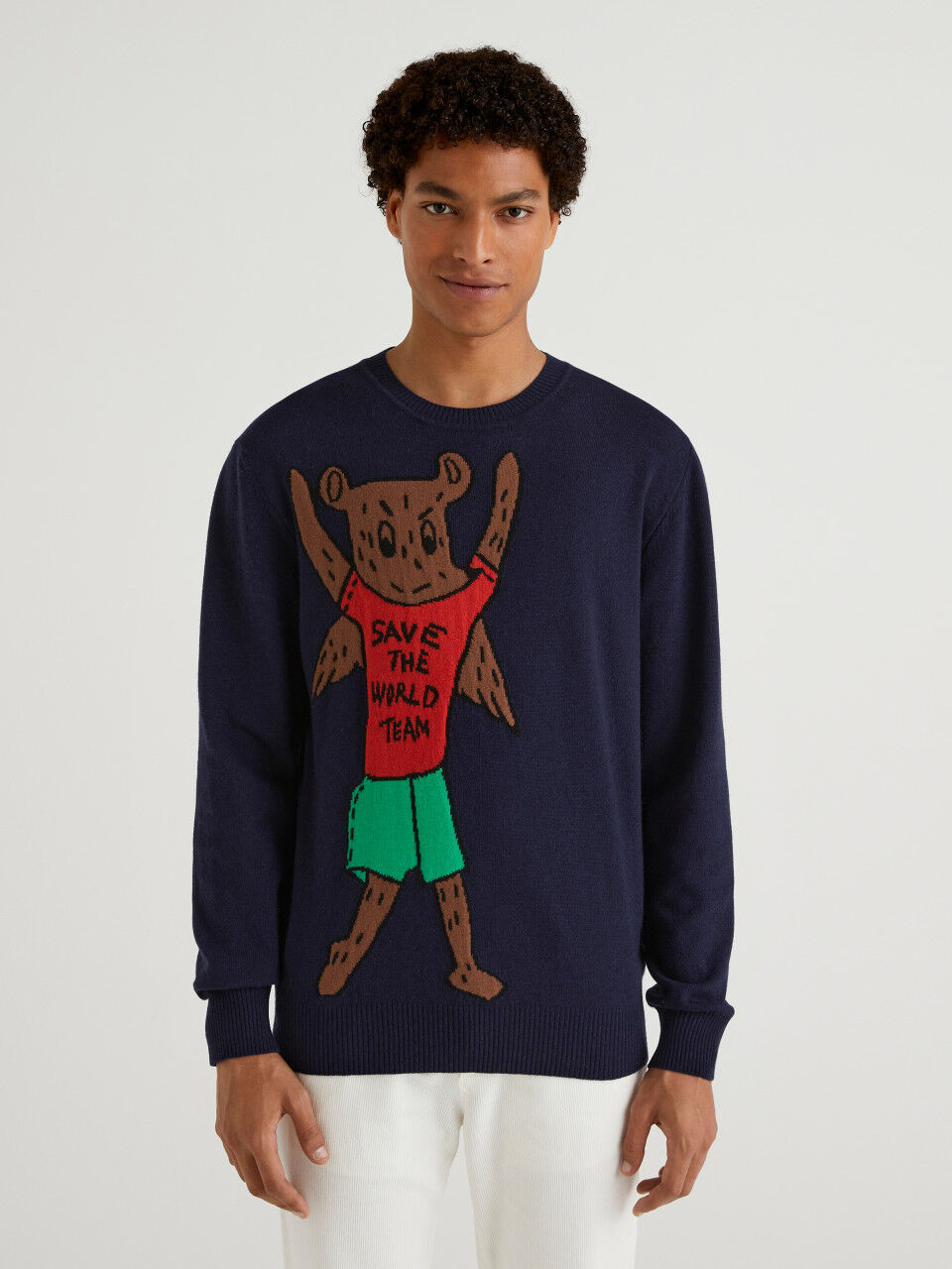 JCCxUCB sweater with bear inlay